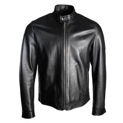 Versace Size 54 Black Leather Jacket