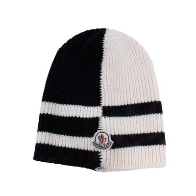Moncler One Size Black and White Knit Beanie 