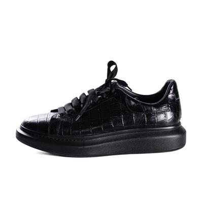 Alexander Mc Queen Size 47 Black Croc Embossed Shoes